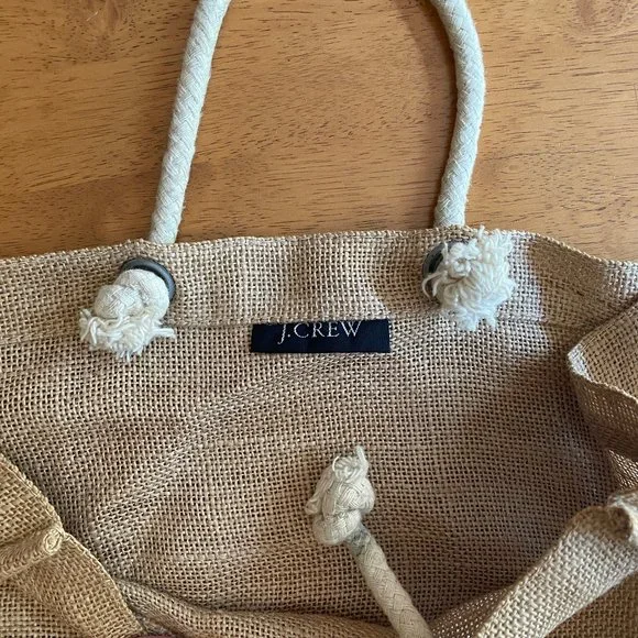 Vintage J. Crew mini burlap tote bag - Picture 4 of 4
